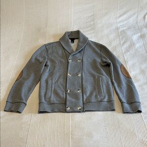 H&M Double Breasted Gray Cardigan Sweater with Elbow Patches Size Small